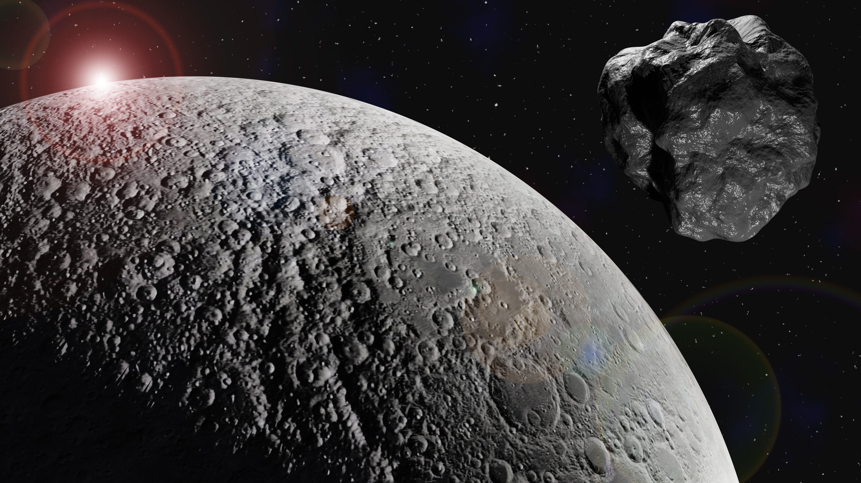 aszteroida a Hold közelében.