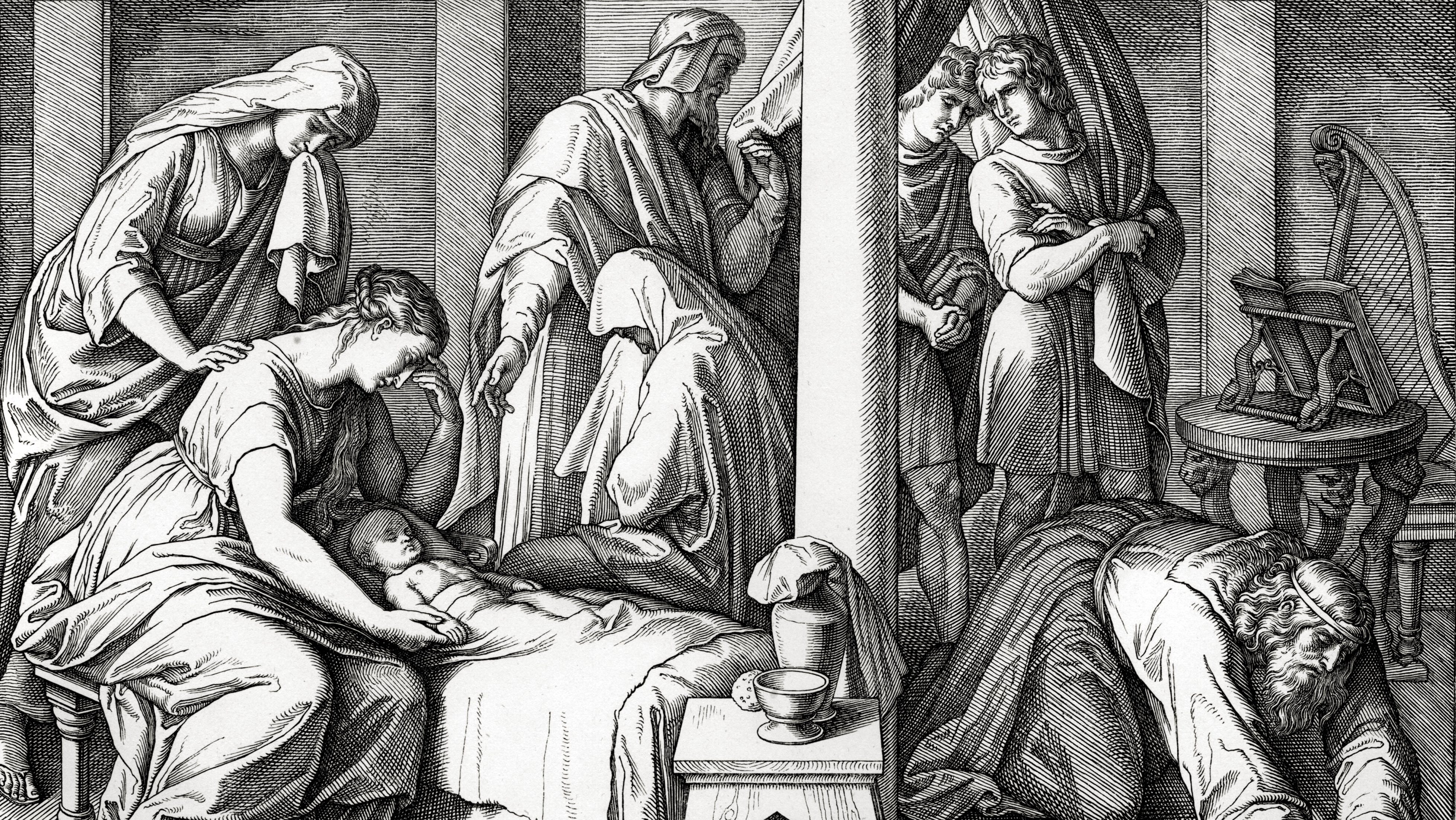 Dávid király és Betsabé gyermekének halála.