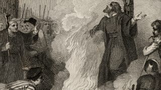 Thomas Cranmer a máglyán.