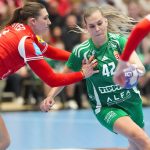 Svendborg, 2026. március 8. Klujber Katrin (k) a női kézilabda Eurokupa csoportkörében, a B csoport negyedik fordulójában játszott Dánia-Magyarország mérkőzésen Svendborgban 2026. március 8-án MTI/EPA/Ritzau/Claus Fisker
