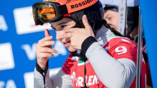 Malena Zamfirova of Bulgaria competes during the FIS Snowboard World Cup, Parallel Giant Slalom, on the Jaworzyna Krynicka slope in Krynica-Zdroj, Poland, on March 1, 2026. (Photo by Marcin Golba/NurPhoto via Getty Images)