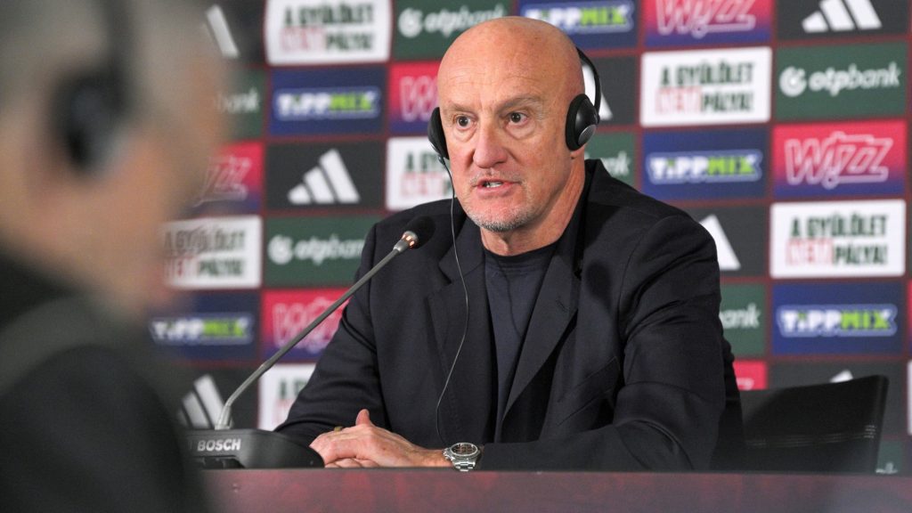 Marco Rossi szövetségi kapitány a márciusban sorra kerülő, a szlovénok és a görögök elleni felkészülési mérkőzésre készülő magyar labdarúgó-válogatott keretének kihirdetésén az MLSZ Telki Edzőközpontjában 2026. március 17-én.