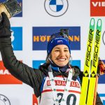 KONTIOLAHTI, FINLAND - MARCH 5: Third Placed Paulina Batovska Fialkova of Slovakia celebrates during the medal ceremony after the Women 15km Individual at the BMW IBU World Cup Biathlon Kontiolahti on March 5, 2026 in Kontiolahti, Finland. (Photo by Kevin Voigt/GettyImages)
