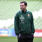 Szalai Ádám másodedző a magyar labdarúgó-válogatott stadionbejárásán a dublini Aviva Stadionban 2025. szeptember 5-én. A magyar csapat az ír válogatott ellen lép pályára Dublinban a 2026-os világbajnokság selejtezőjében szeptember 6-án.