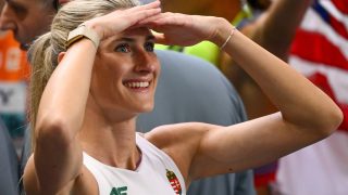 Torun, 2026. március 22. Szűcs Szabina a női ötpróba 800 méteres síkfutás versenyszáma után a toruni fedettpályás atlétikai világbajnokságon 2026. március 22-én.