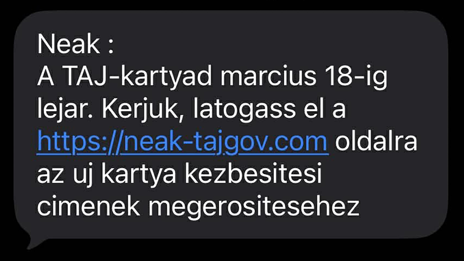 taj-kártya lejár csalás levél sms