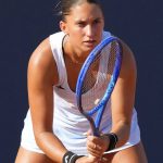 Panna Udvardy (HUN) plays during the 36th Palermo Ladies Open WTA 125 in Palermo, Italy, on July 24, 2025. (Photo by Gabriele Maricchiolo/NurPhoto)