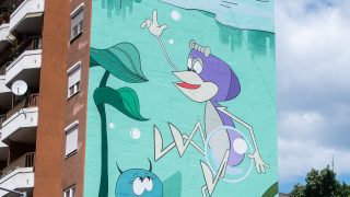 A Színes Város Csoport Vízipók tűzfalfestménye a Leonardo utcában 2020.05.21-én.