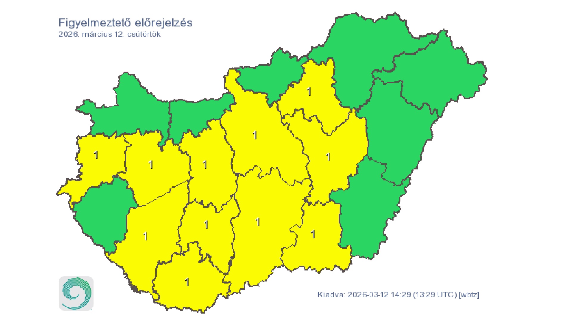 figyelmeztetés zivatarok miatt.