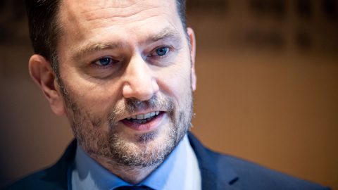 Outgoing Prime Minister Igor Matovic addresses a press conference at the Presidential Palace in Bratislava, Slovakia, on March 30, 2021, after Matovic resigned following heavy criticism in the ex-communist country of his decision to buy Russian vaccines and of his handling of the coronavirus pandemic in general. President Zuzana Caputova nominated Finance Minister Eduard Heger to replace him at a ceremony involving all three politicians in the capital Bratislava that was broadcast live on Slovak television. (Photo by VLADIMIR SIMICEK / AFP)