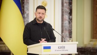 This handout photograph taken and released by the Ukrainian Presidential Press Service on April 26, 2026, shows Ukraine's President Volodymyr Zelensky speaking during a press conference with Moldova's President after a meeting in Kyiv, amid the Russian invasion of Ukraine. (Photo by Handout / UKRAINIAN PRESIDENTIAL PRESS SERVICE / AFP) / RESTRICTED TO EDITORIAL USE - MANDATORY CREDIT "AFP PHOTO / UKRAINIAN PRESIDENTIAL PRESS SERVICE" - NO MARKETING NO ADVERTISING CAMPAIGNS - DISTRIBUTED AS A SERVICE TO CLIENTS