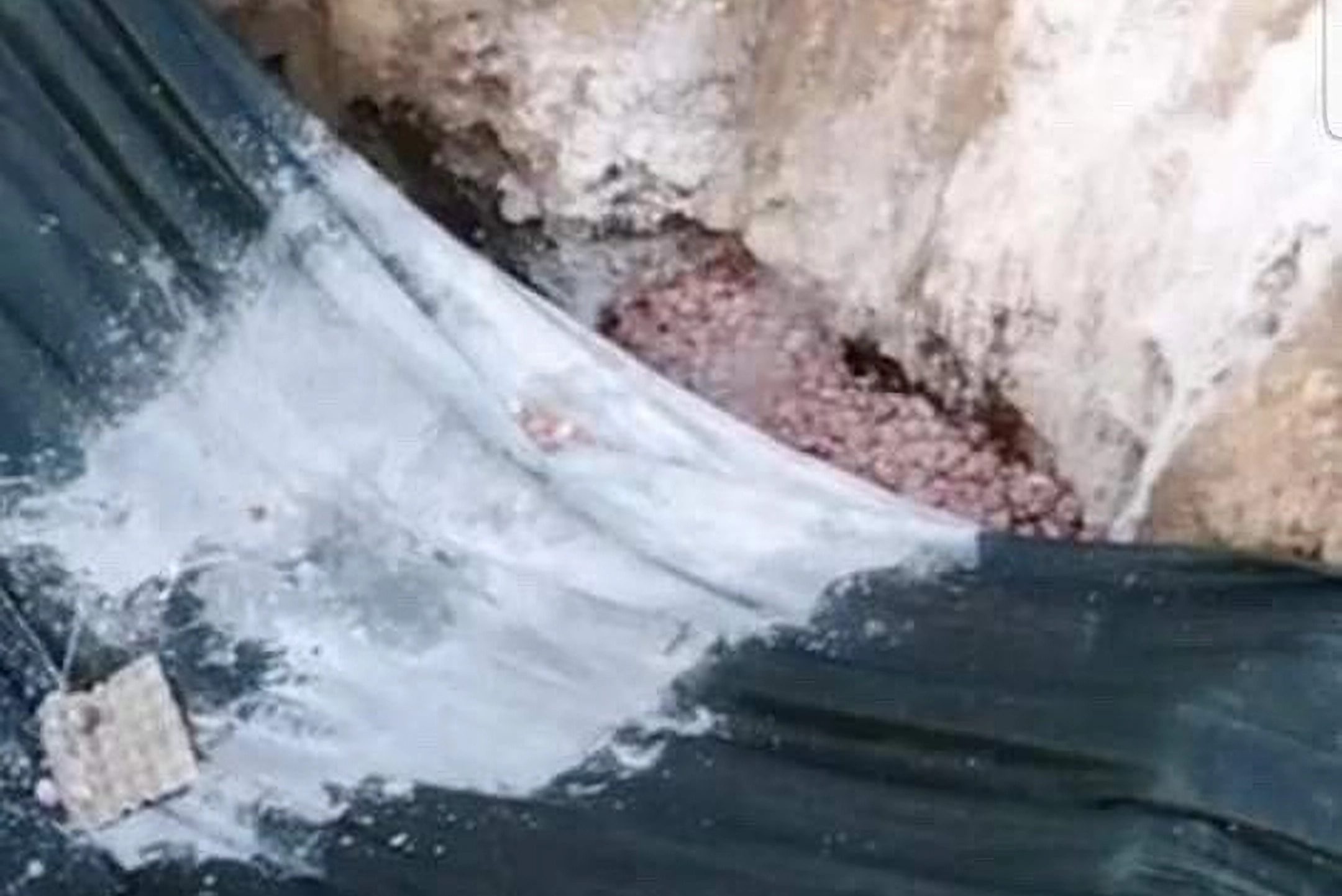 Tojáshéjakkal teli gödör feltehetőleg TR. Gledicia 2000 Kft. ádándi telephelyén.