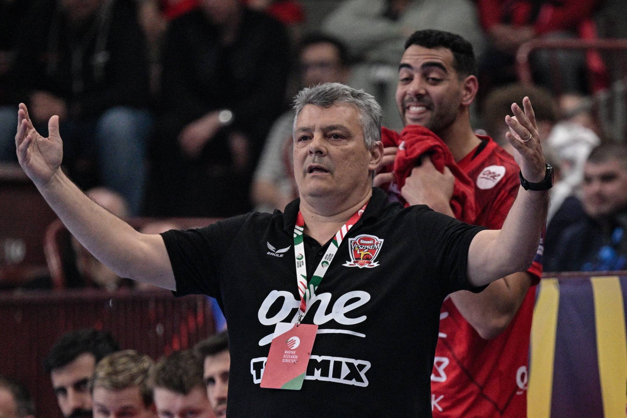 Xavi Pascual, a One Veszprém HC vezetőedzője a férfi kézilabda NB I 22. fordulójában játszott One Veszprém HC - OTP Bank-Pick Szeged mérkőzésen a One Veszprém Arénában 2026. április 13-án.