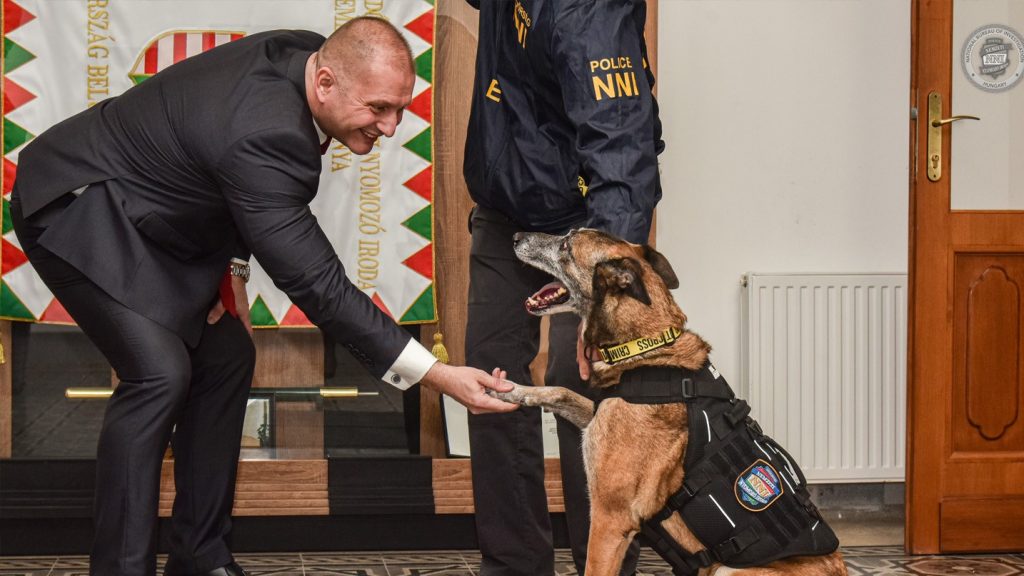 Cukiságbombát közölt a Rendőrség, miután nyugdíjazott egy kábítószer-kereső kutyát