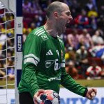 Bartucz László kapus a dán-norvég-svéd közös rendezésű férfi kézilabda-Európa-bajnokság középdöntőjének 4. fordulójában, a II. csoportban játszott Horvátország - Magyarország mérkőzésen a svédországi Malmö Arénában 2026. január 28-án.