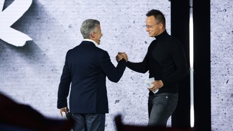 Háborúellenes Gyűlés Győrben a Digitális Polgári Körök (DPK) rendezésében az Olimpiai Sportpark multicsarnokában 2025. november 15-én., Image: 1053920514, Fotó: Mohos Márton / 24.hu