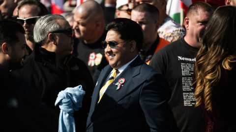 CÖF Békemenet az Elvis Presley térről a Kossuth Lajos térig a Margít hídon át 2026. március 15-én., Image: 1084069952, Fotó: Szajki Bálint / 24.hu