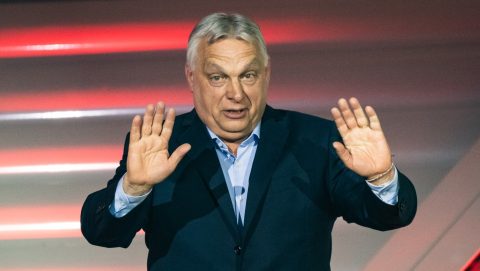 Orbán Viktor a Fidesz-KDNP választási eredményváróján.