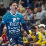 Marin Jelinic, a Szeged játékosa a férfi kézilabda Bajnokok Ligája negyeddöntõjébe jutásért játszott mérkőzésen.