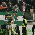 Az ETO FC játékosainak gólöröme a labdarúgó Fizz Liga 30. fordulójában játszott ETO FC - Ferencvárosi TC mérkőzésen.