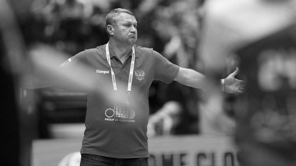 Russia's head coach Eduard Koksharov during the Men's European Handball Championship, preliminary round Group E, match between Iceland and Russia at Malmo Arena, Sweden, on Monday Jan. 13, 2020. Photo Andreas Hillergren / TT code10600