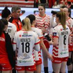 Elek Gábor, a Mol Esztergom vezetőedzője (b4) a női kézilabda Európa-liga B csoportja 5. fordulójában játszott Mol Esztergom - Nyköbing Falster HB mérkőzésen az esztergomi Suzuki Arénában 2026. február 15-én. Az Esztergom 30-25-re győzött.