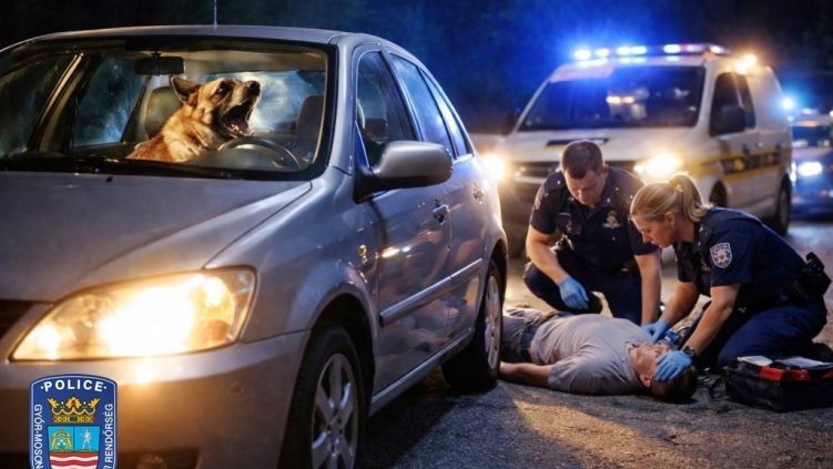 Fényjelzéseket adott le egy kocsiba zárt mentőkutya, miután allergiás sokkot kapott a gazdája