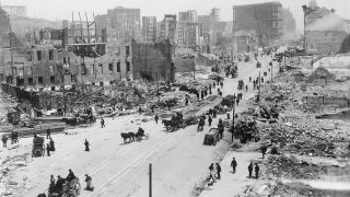 San Francisco a pusztító 1906-os földrengés után.