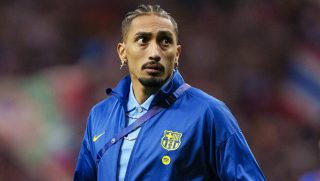 Raphinha az Atlético Madrid elleni BL-meccsen.