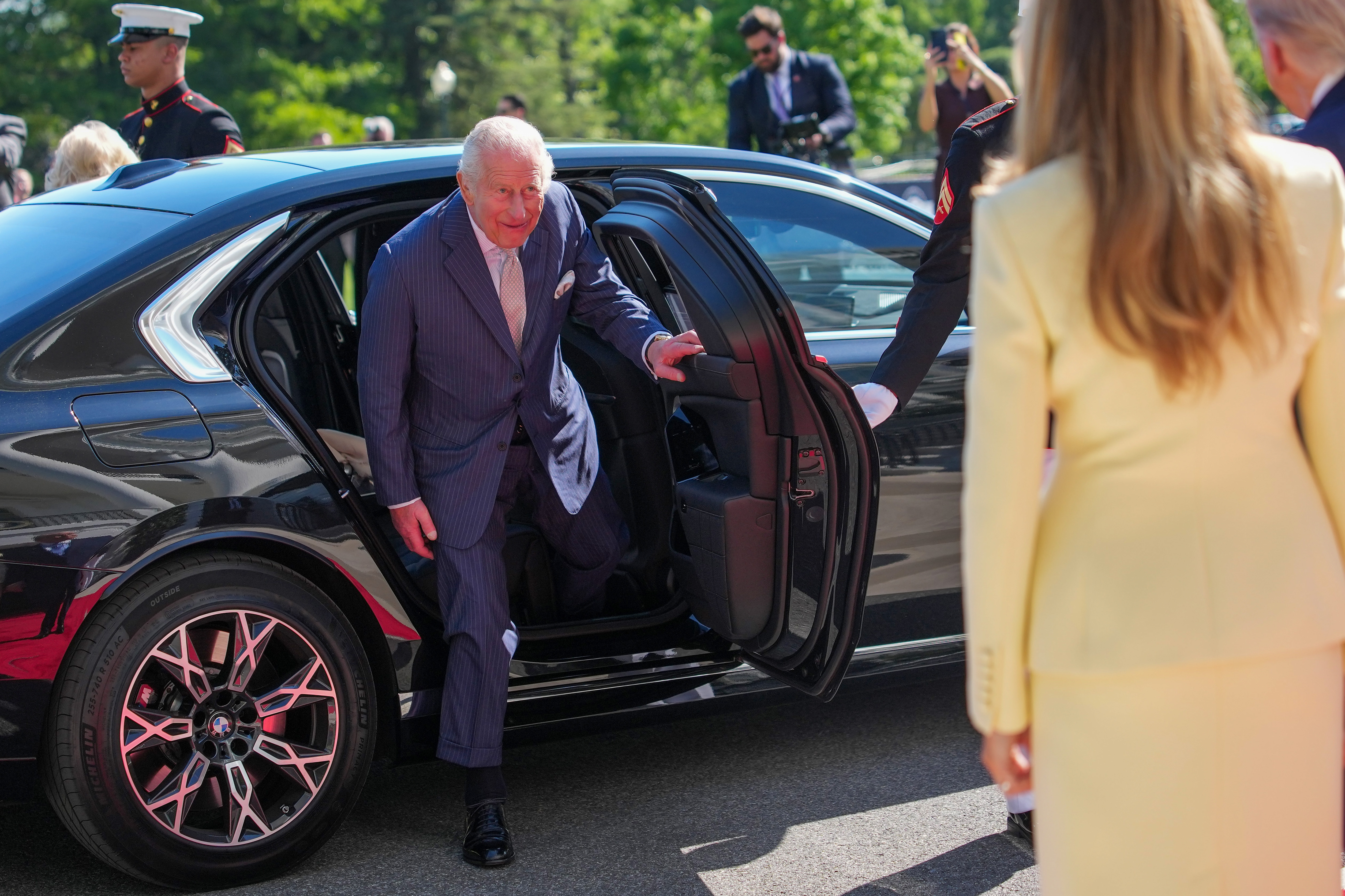 III. Károly és Kamilla királyné látogatása Washingtonban Donald Trump amerikai elnöknél és feleségénél, Melania Trumpnál.