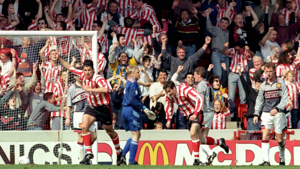 1996 április Southampon Manchester United szürke mez alex ferguson évforduló