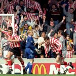 1996 április Southampon Manchester United szürke mez alex ferguson évforduló