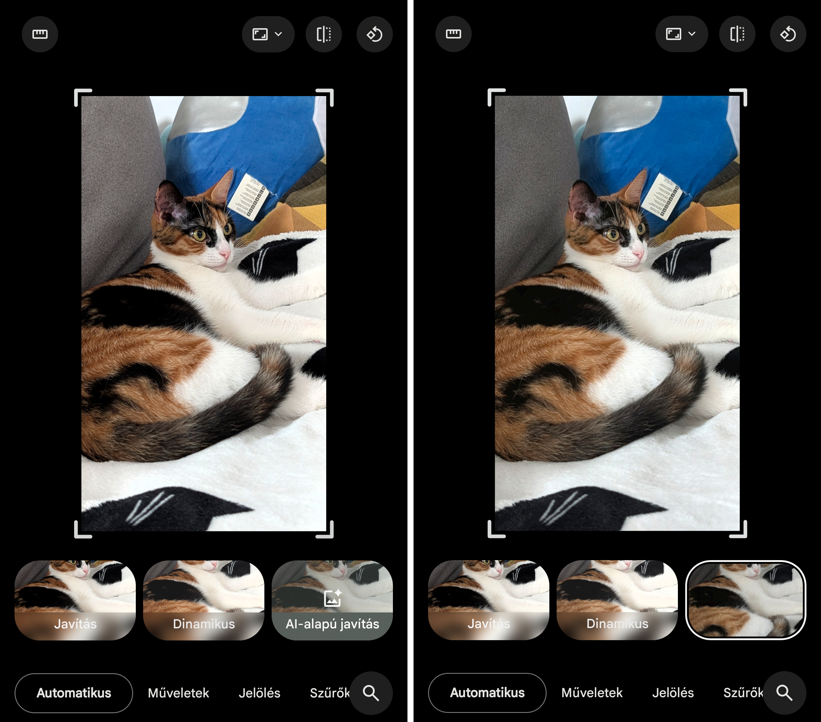 google fotók ai-alapú javtás funkció