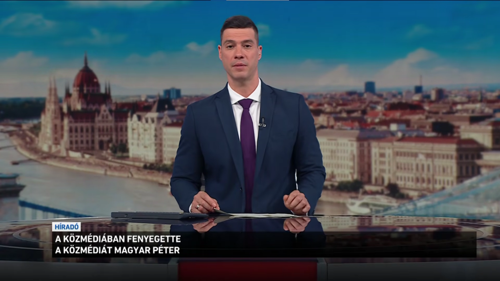 M1 Híradó: A közmédiában fenyegette a közmédiát Magyar Péter