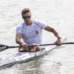 Kopasz Bálint a kajak-kenu Európa-bajnokság férfi kajak egyes 1000 méteres előfutamában a csehországi Racicében 2025. június 19-én.