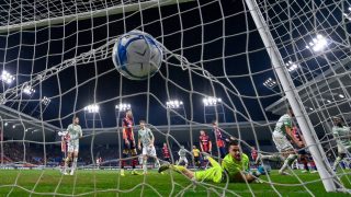 Kovács Dániel, a Nyíregyháza kapusa gólt kap a Fizz Liga 25. fordulójában játszott Nyíregyháza Spartacus FC - Ferencvárosi TC mérkőzésen a nyíregyházi városi stadionban 2026. március 8-án. A Ferencváros 3-1-re győzött.