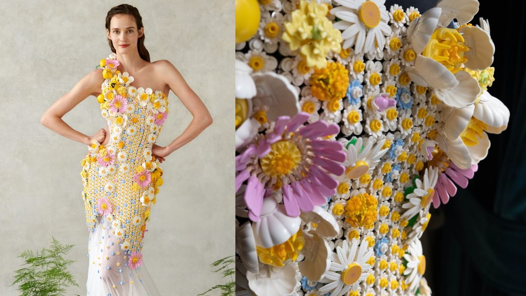 Virágos LEGO-ruhát készített egy magyar divattervező