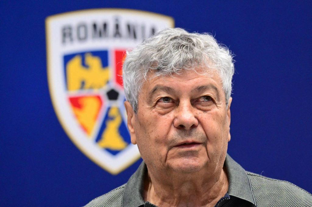 FILES) Romanian coach and former football player Mircea Lucescu addresses the media during a press conference on his presentation as the newly appointed coach of the national football team of Romania at the Romanian Football Federation headquarters in Bucharest, August 6, 2024. Mircea Lucescu, died on April 7, 2026 from a heart attack, the Bucharest hospital where he was hospitalised announced in a statement.