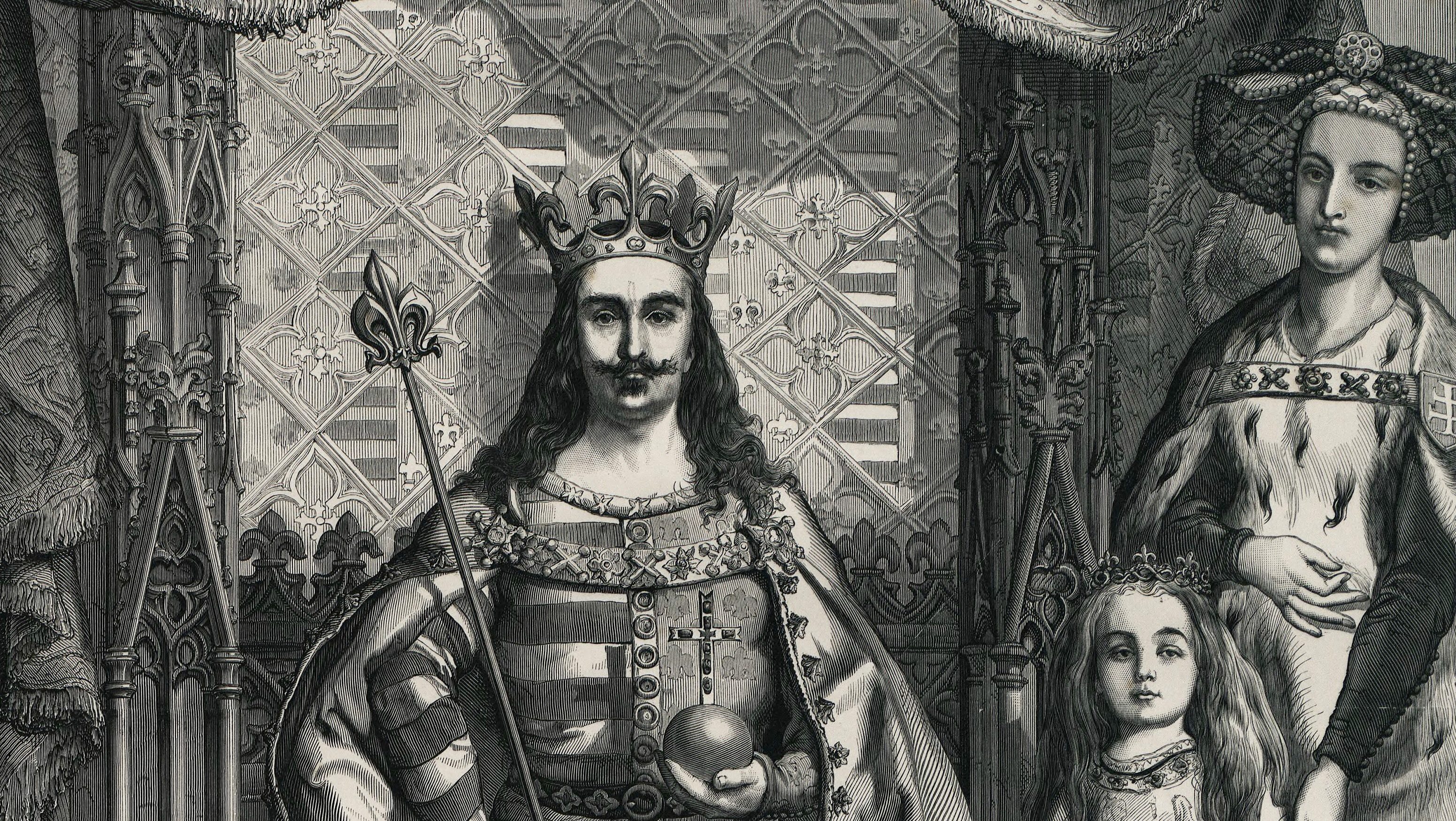 Nagy Lajos király, Mária, későbbi magyar királynő és Erzsébet királyné