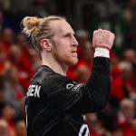 Mikael Appelgren, a One Veszprém HC kapusa a férfi kézilabda Bajnokok Ligája csoportkörében játszott One Veszprém HC - Dinamo Bucuresti mérkőzésen a One Veszprém Arénában 2026. február 25-én.