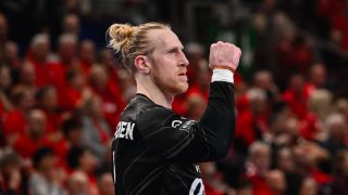 Mikael Appelgren, a One Veszprém HC kapusa a férfi kézilabda Bajnokok Ligája csoportkörében játszott One Veszprém HC - Dinamo Bucuresti mérkőzésen a One Veszprém Arénában 2026. február 25-én.