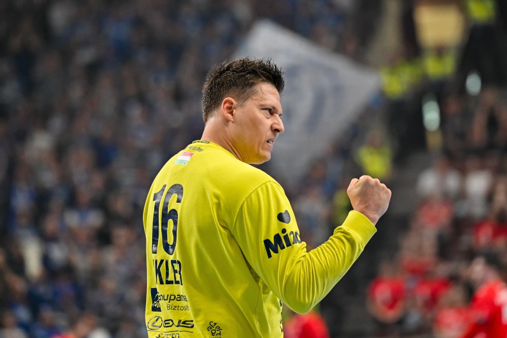 Mikler Roland, a Szeged játékosa a férfi kézilabda NB I döntőjének harmadik találkozóján, a One Veszprém HC - OTP Bank-Pick Szeged mérkőzésen a One Veszprém Arénában 2025. június 8-án.