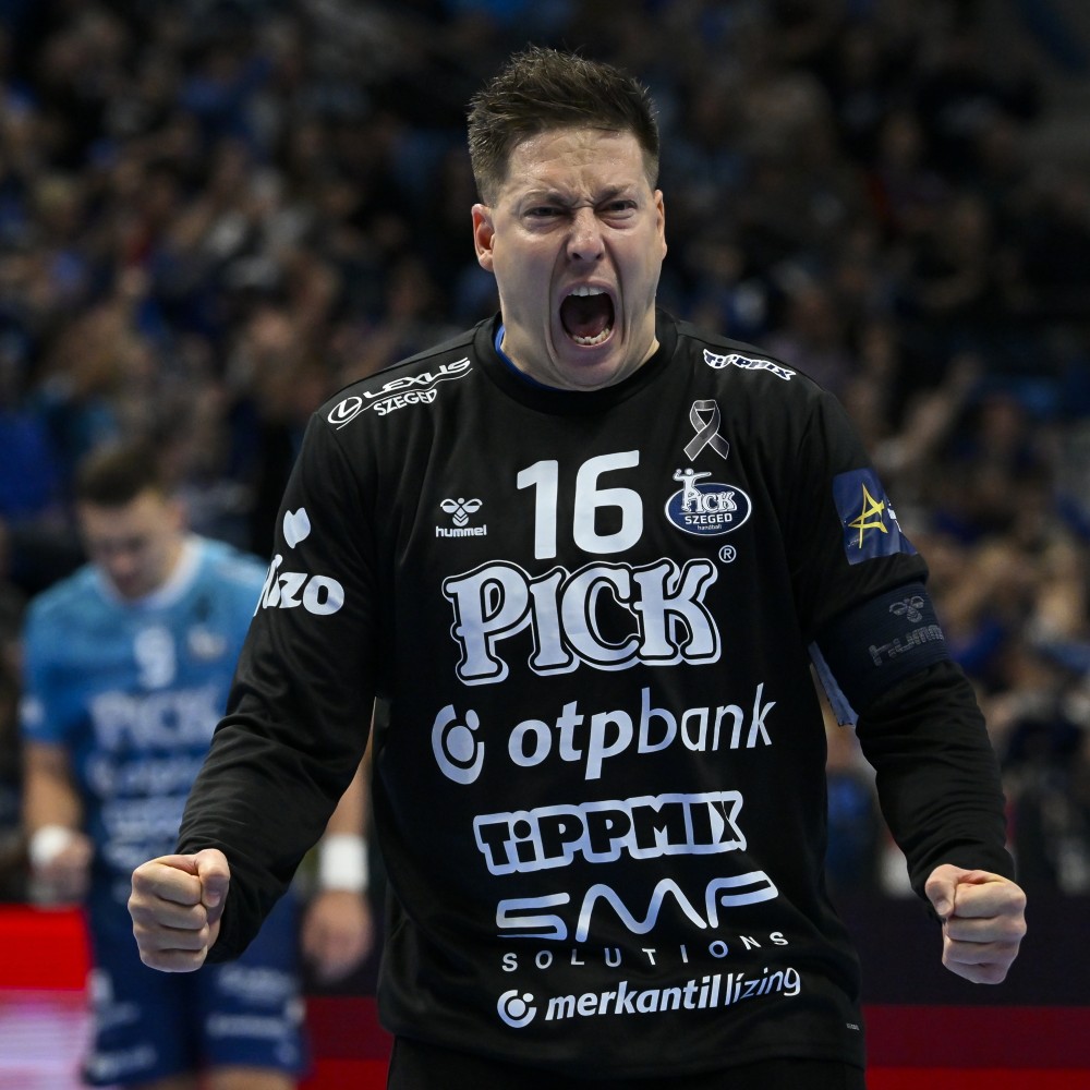 Mikler Roland, a Szeged kapusa a férfi kézilabda Bajnokok Liga csoportkörében játszott OTP Bank - Pick Szeged - Eurofarm Peliszter mérkőzésen a szegedi Pick Arénában 2025. november 20-án.