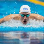 Milák Kristóf a férfi 200 méteres pillangóúszás döntőjében az úszók 127. országos bajnokságán a kaposvári Csik Ferenc Versenyuszodában 2025. április 10-én.