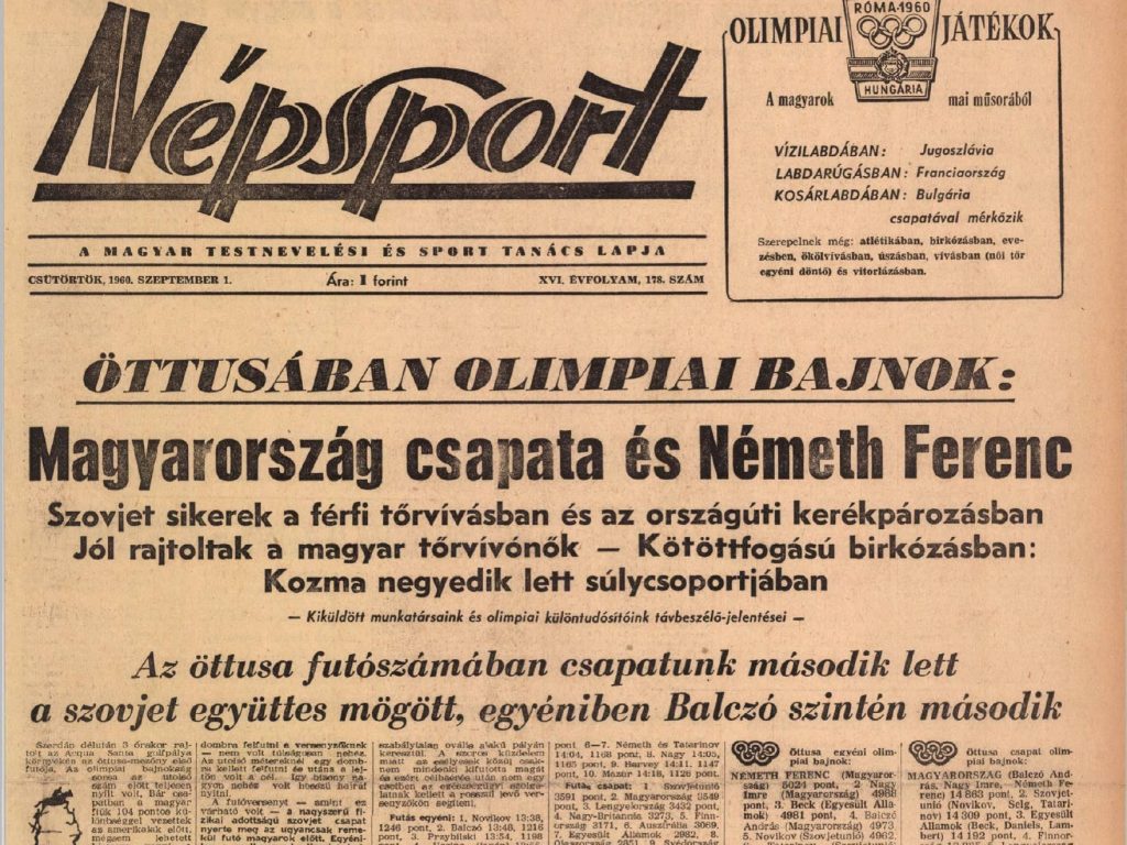 Várkonyi Zoltán dublőreként hatalmasat bukott a lovával egy filmforgatáson, de így is magyar öttusa legendája lett 1 Németh Ferenc, öttusa, római olimpia, Népsport, 1960. szeptember 1.