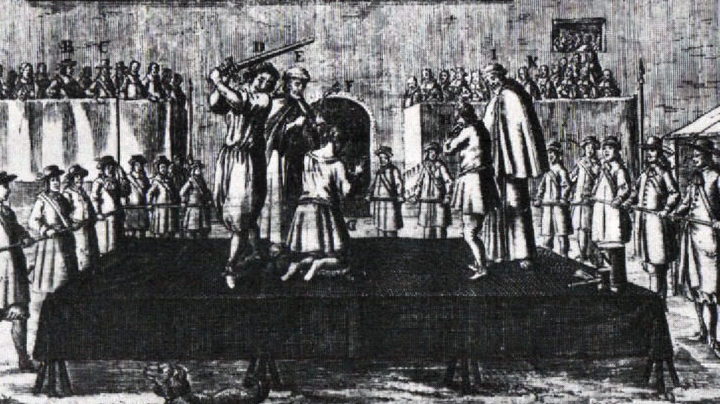 Zrínyi Péter és Frangepán Ferenc kivégzése egy korabeli ábrázoláson.