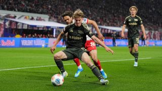 Schäfer András, az Union Berlin magyar középpályása az RB Leipzig elleni bajnokin.