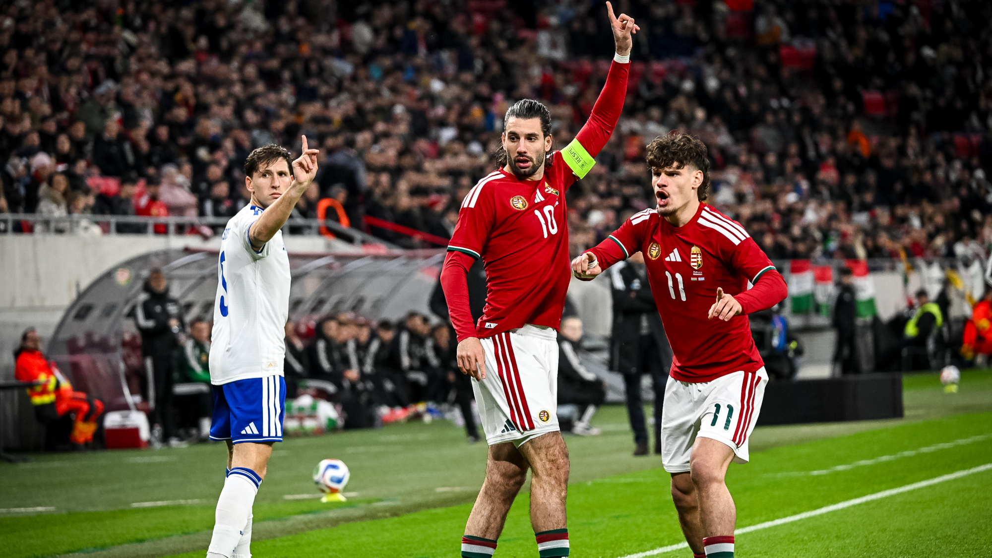 Szoboszlai Dominik és Kerkez Milos a magyar-görög meccsen.