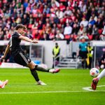 04 April 2026, Baden-Württemberg, Freiburg im Breisgau: Soccer, Men: Bundesliga, SC Freiburg - Bayern Munich, Matchday 28, Europa-Park Stadium. Tom Bischof (Bayern Munich) scores to make it 2-2. Photo: Tom Weller/dpa - IMPORTANT NOTE: In accordance with the regulations of the DFL German Football League and the DFB German Football Association, it is prohibited to utilize or have utilized photographs taken in the stadium and/or of the match in the form of sequential images and/or video-like photo series.