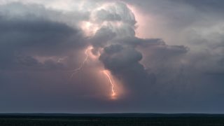 COLORADO, USA - MAY 23: A view of lightning strikes as tornadoes warned during stormy weather in Kit Carson, Colorado, United States on May 23, 2025. According the weather forecast channel there is a possible risk of severe weather, wind, tornadoes and hail are possible. Nazli Zeynep Karabulut / Anadolu (Photo by Nazli Zeynep Karabulut / Anadolu via AFP)